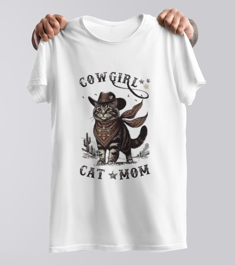 Cowgirl Cat Mom Cat Lady Who Votes For Kamala Harris T-Shirt