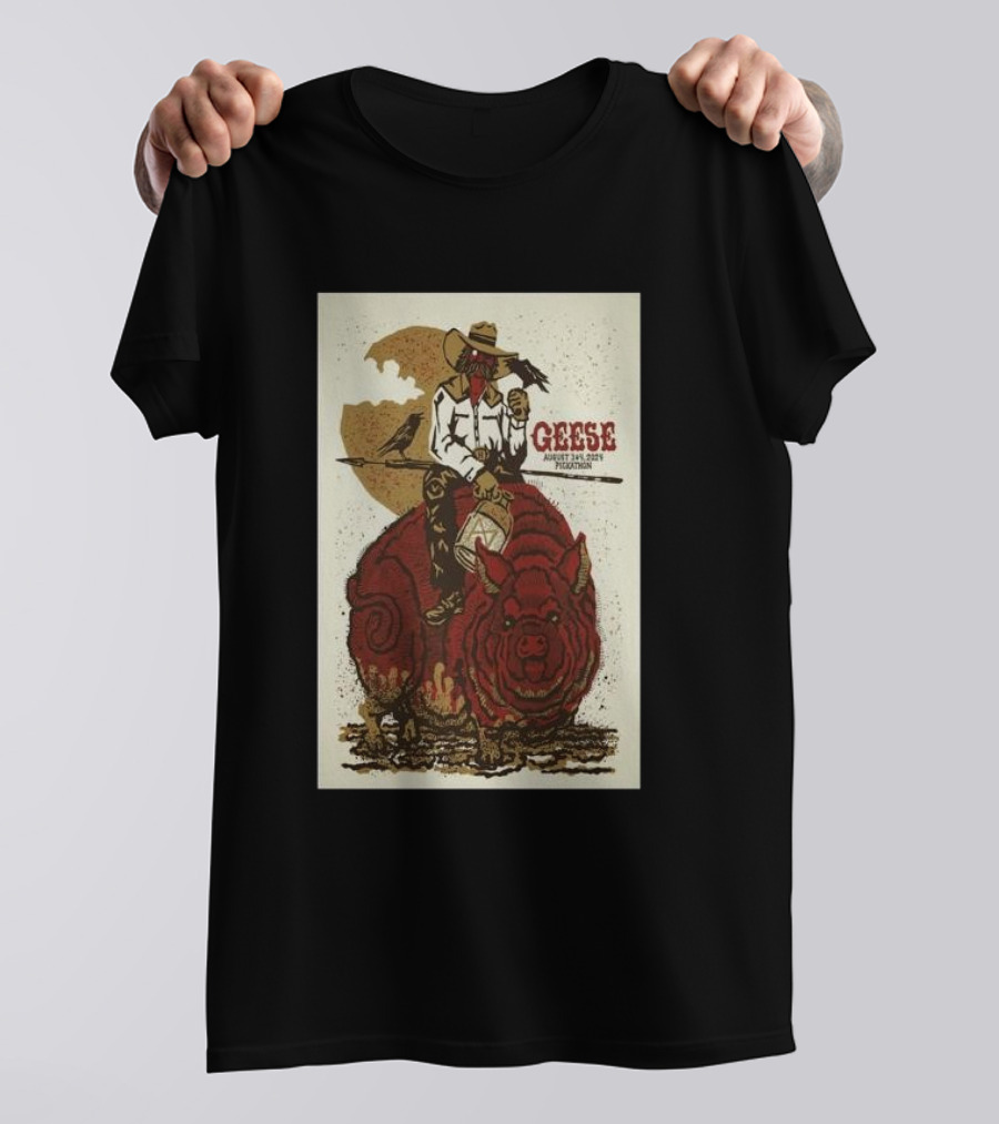 Geese Pickathon Experiential Music Festival August 3-4 2024 Happy Valley Oregon Cowboy Riding Boar T-Shirt