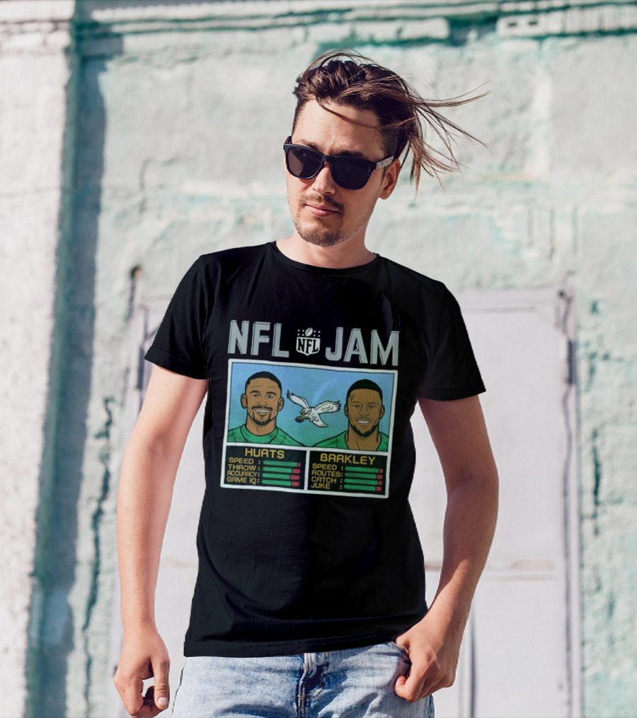 NFL Jam Eagles Hurts Barkley Speed Throw Accuracy Game IQ Routes Catch Juke T-Shirt