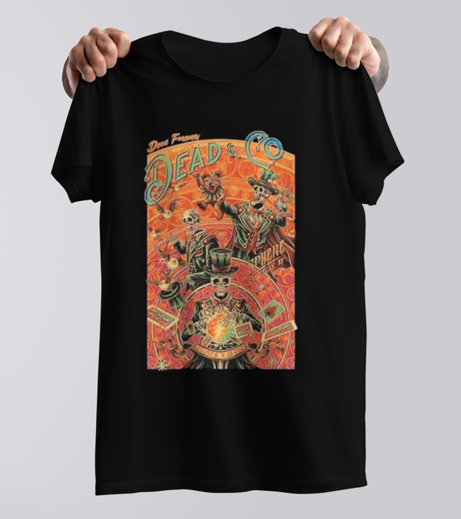 Dead And Company Sphere Las Vegas Aug 8-10 2024 Skeletons With Hats Playing Instruments T-Shirt