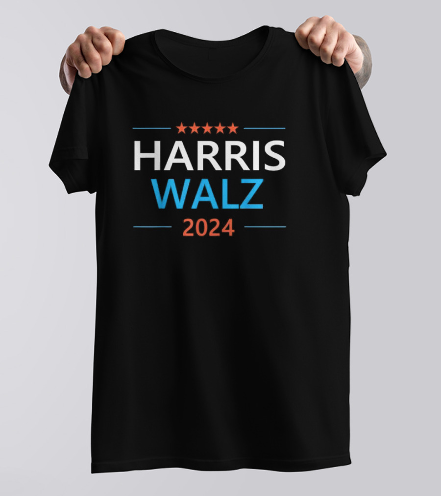Harris Walz 2024 Five-Star Presidential Campaign Kamala Democrat T-Shirt