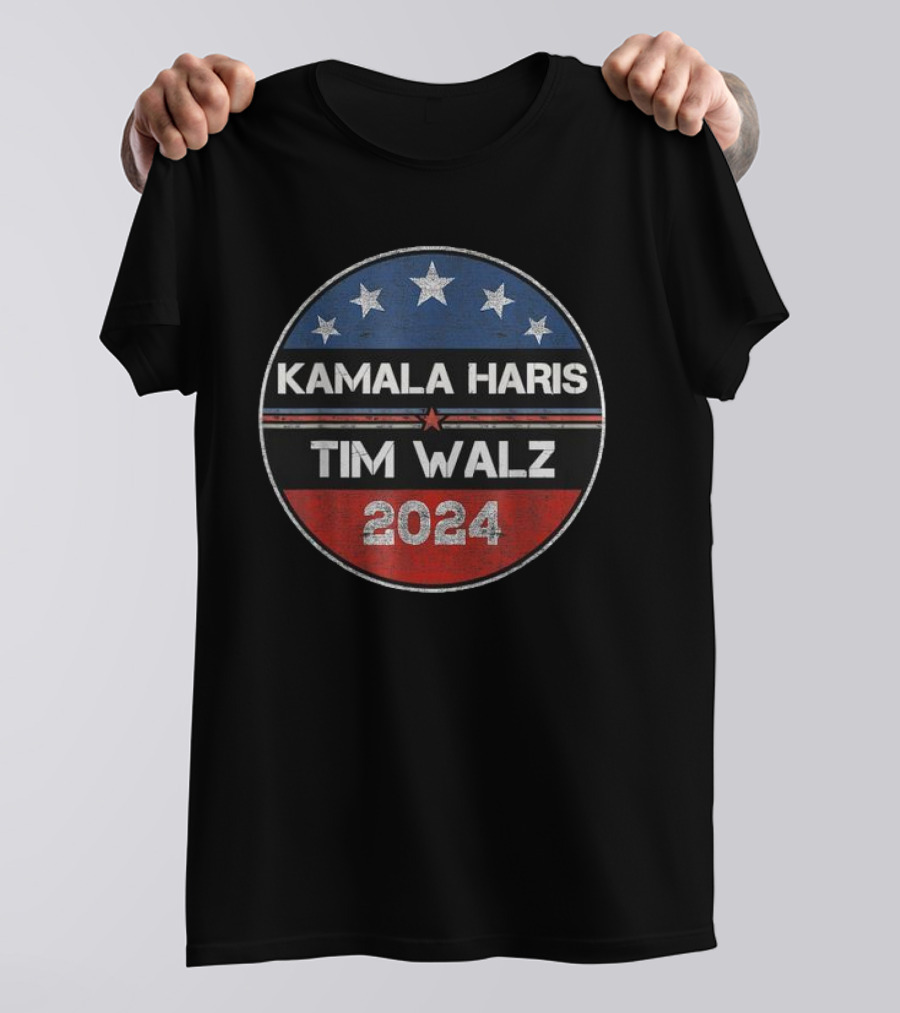 Kamala Haris Tim Walz 2024 For President Patriotic Election Campaign T-Shirt
