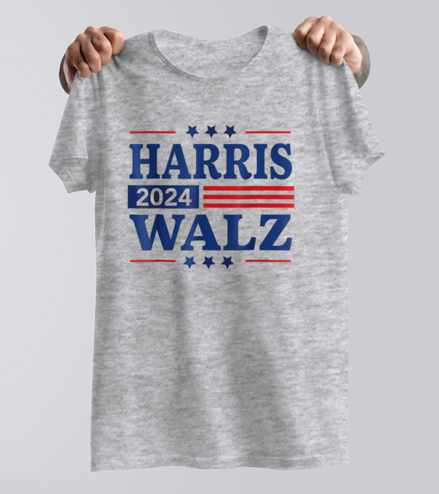 Harris Walz 2024 Election Kamala Harris Tim Walz Red Blue Stars Stripes T-Shirt