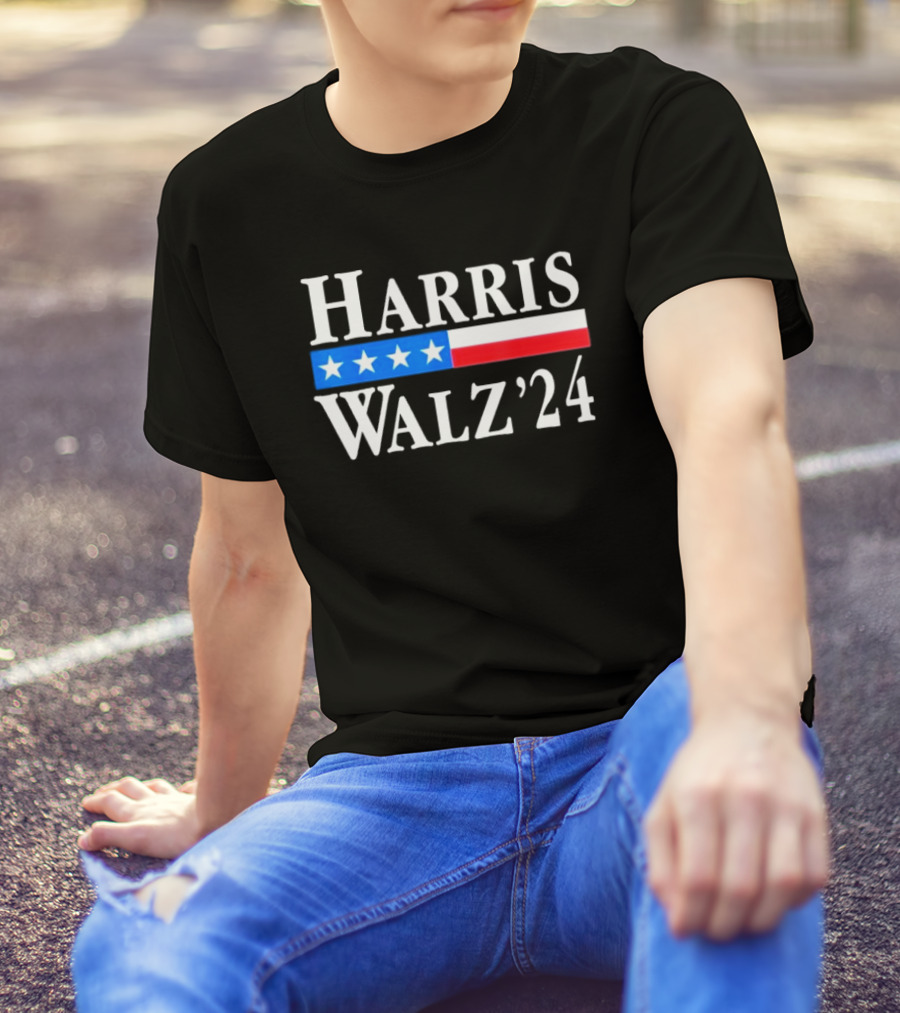Harris Walz '24 Stars Stripes Patriotic Us Flag T-Shirt