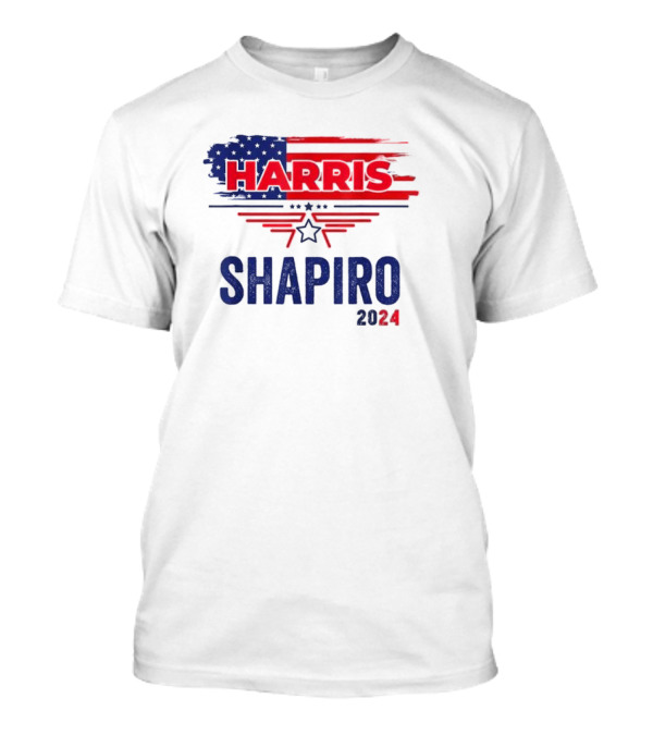 Harris Shapiro 2024 Vintage President Election USA Flag Star T-Shirt