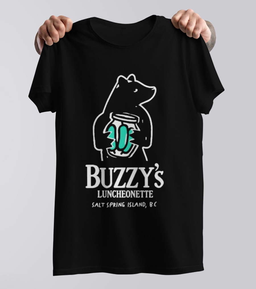 Buzzy’s Luncheonette Bear Holding Jar Salt Spring Island BC T-Shirt