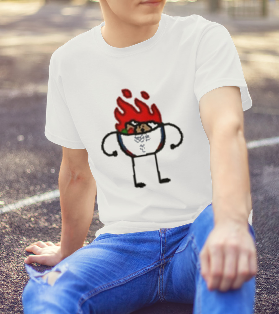 Paint Hot Curry Animated Flame Bowl With Stick Figure Arms Legs T-Shirt