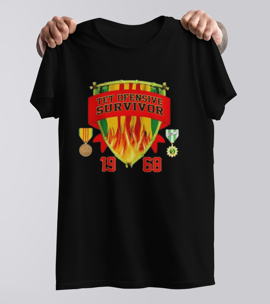 Tet Offensive Survivor 1968 Fire Shield Medals T-Shirt