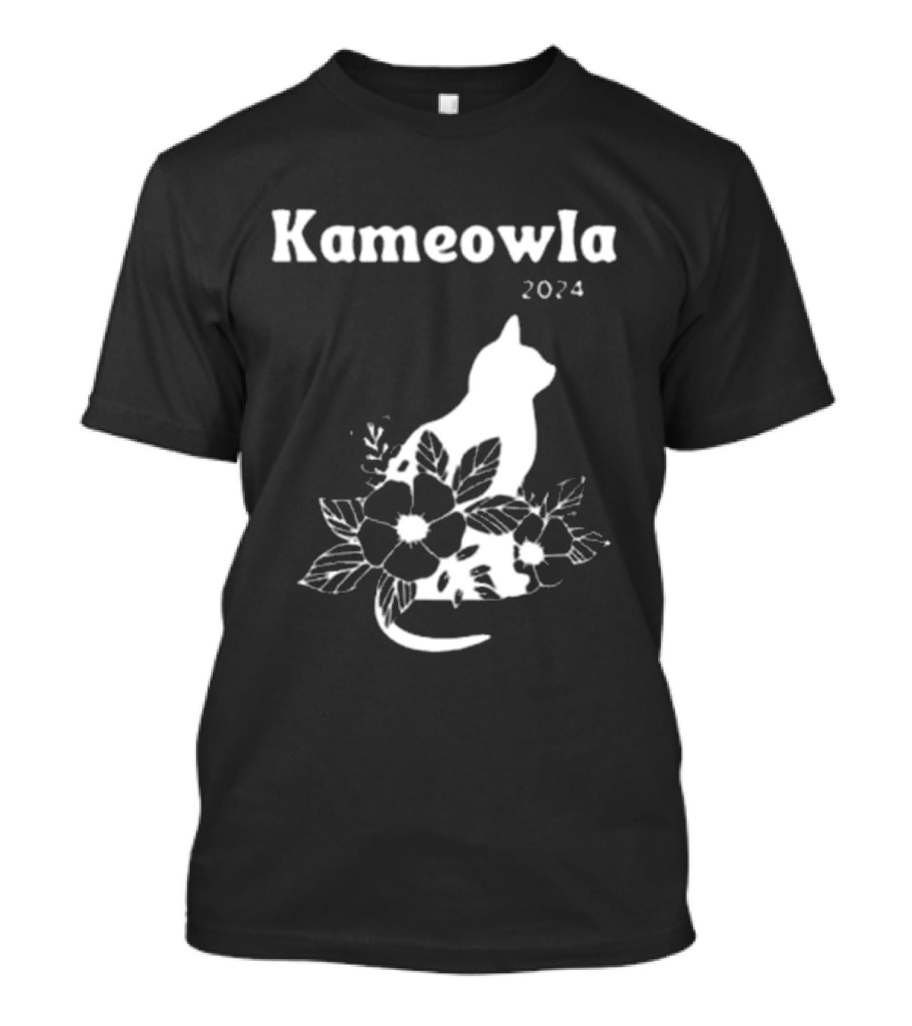 Kameowla 2024 Cat With Floral T-Shirt