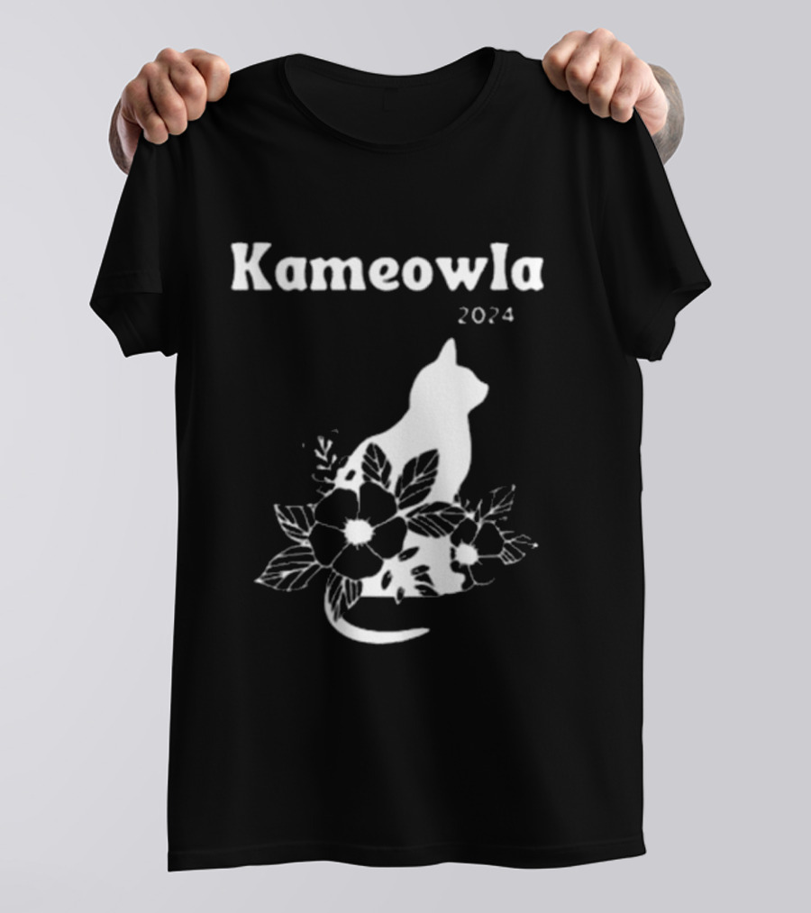 Kameowla 2024 Cat With Floral T-Shirt