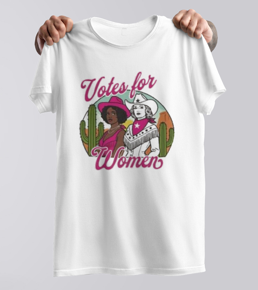 Votes For Women Kamala Comma LA Presidential Election 2024 Rally Cactus Desert Female President T-Shirt