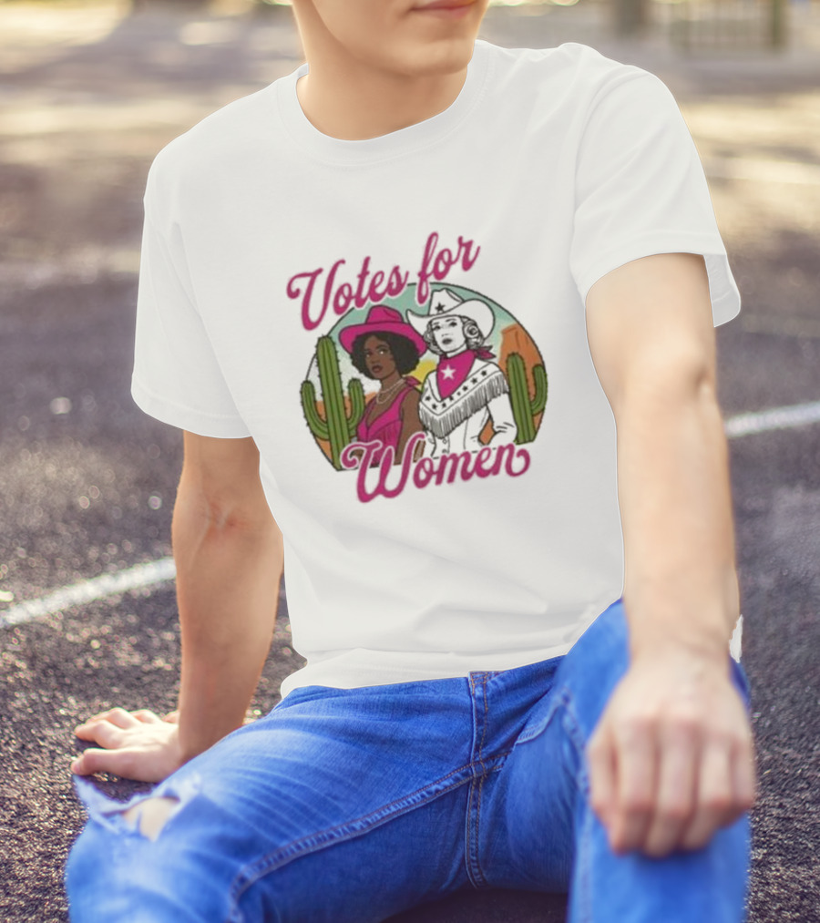 Votes For Women Kamala Comma LA Presidential Election 2024 Rally Cactus Desert Female President T-Shirt