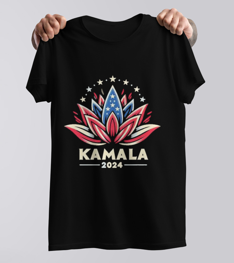 Kamala 2024 Red White Blue Lotus Stars Symbolism T-Shirt