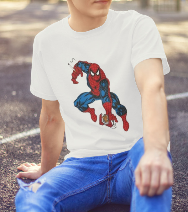The Amazing Smokerman Comic Parody Smoking Jumping Hero T-Shirt