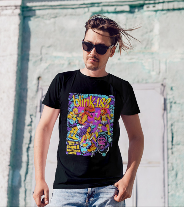 Blink 182 August 13 2024 Columbus OH Schottenstein Center Dinosaur Lion Gorilla Concert T-Shirt