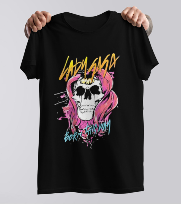 Lady Gaga Born This Way Skull Pink Hair T-Shirt