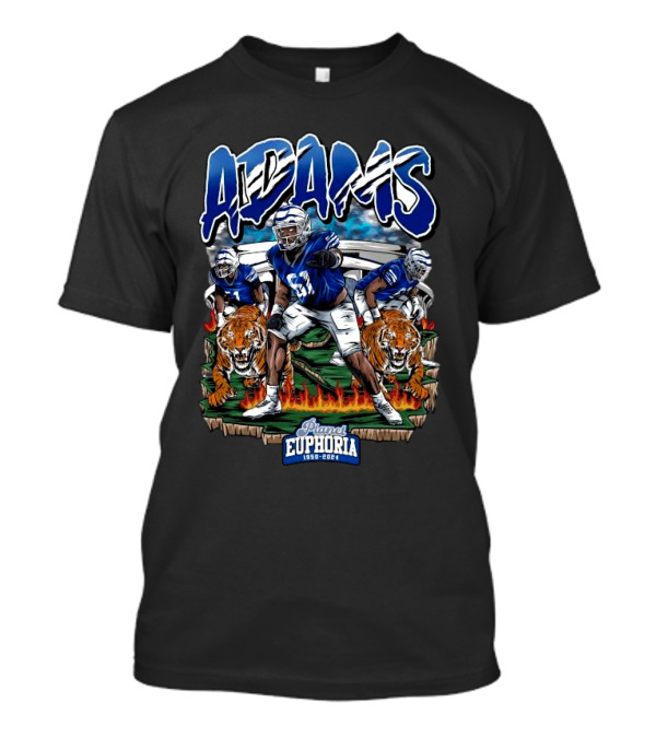 Adams Planet Euphoria Football 1950 2024 With Tigers And Flames T-Shirt