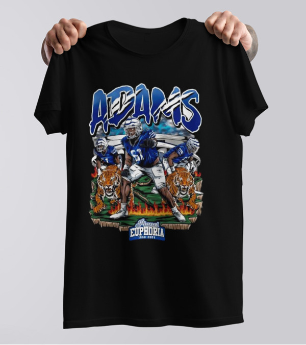 Adams Planet Euphoria Football 1950 2024 With Tigers And Flames T-Shirt
