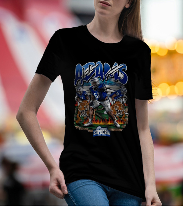 Adams Planet Euphoria Football 1950 2024 With Tigers And Flames T-Shirt