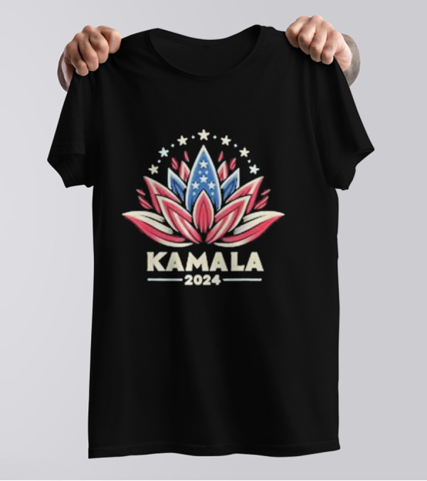 Kamala Harris 2024 American Lotus Stars And Stripes Campaign Emblem T-Shirt