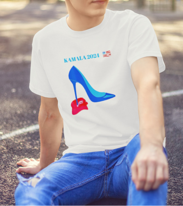 Kamala 2024 High Heel Crush With American Flag And Red MAGA Hat T-Shirt