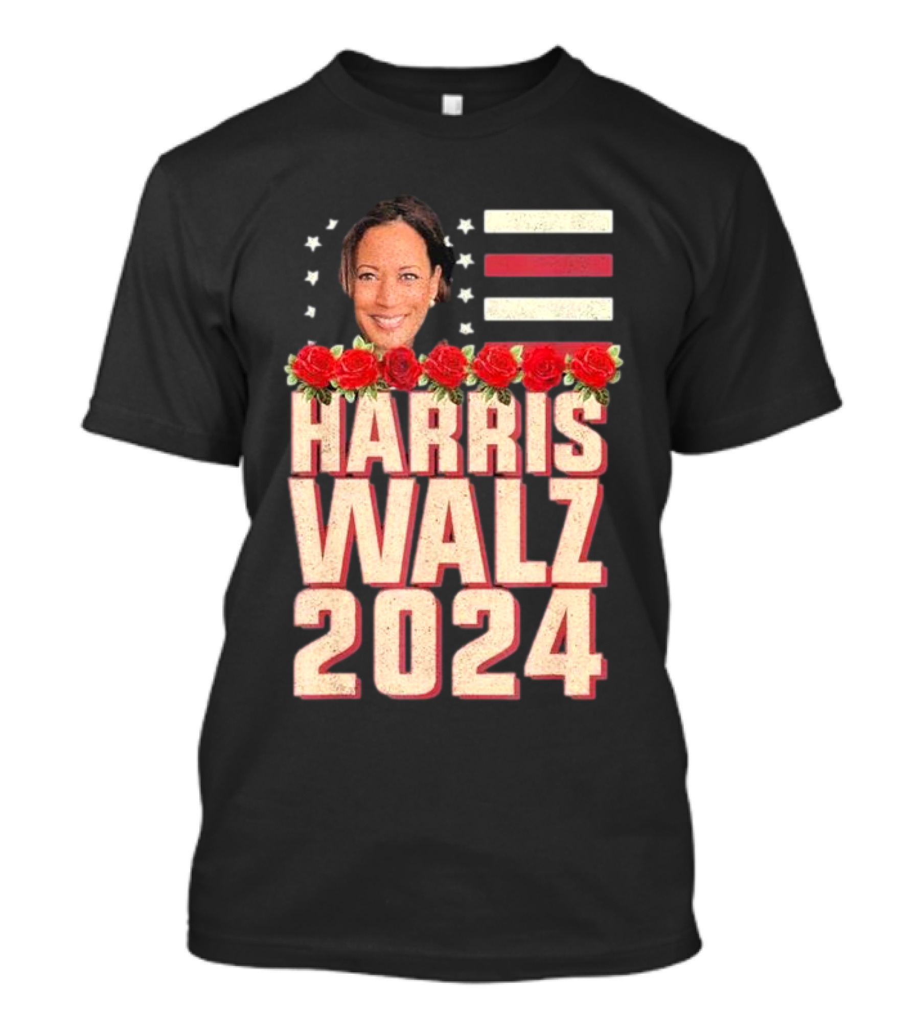 Harris Walz 2024 Campaign Stars Stripes Roses T-Shirt