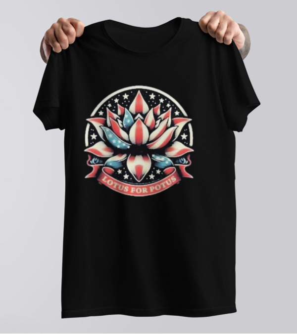 Lotus For Potus Vintage Harris American Flag Stars T-Shirt