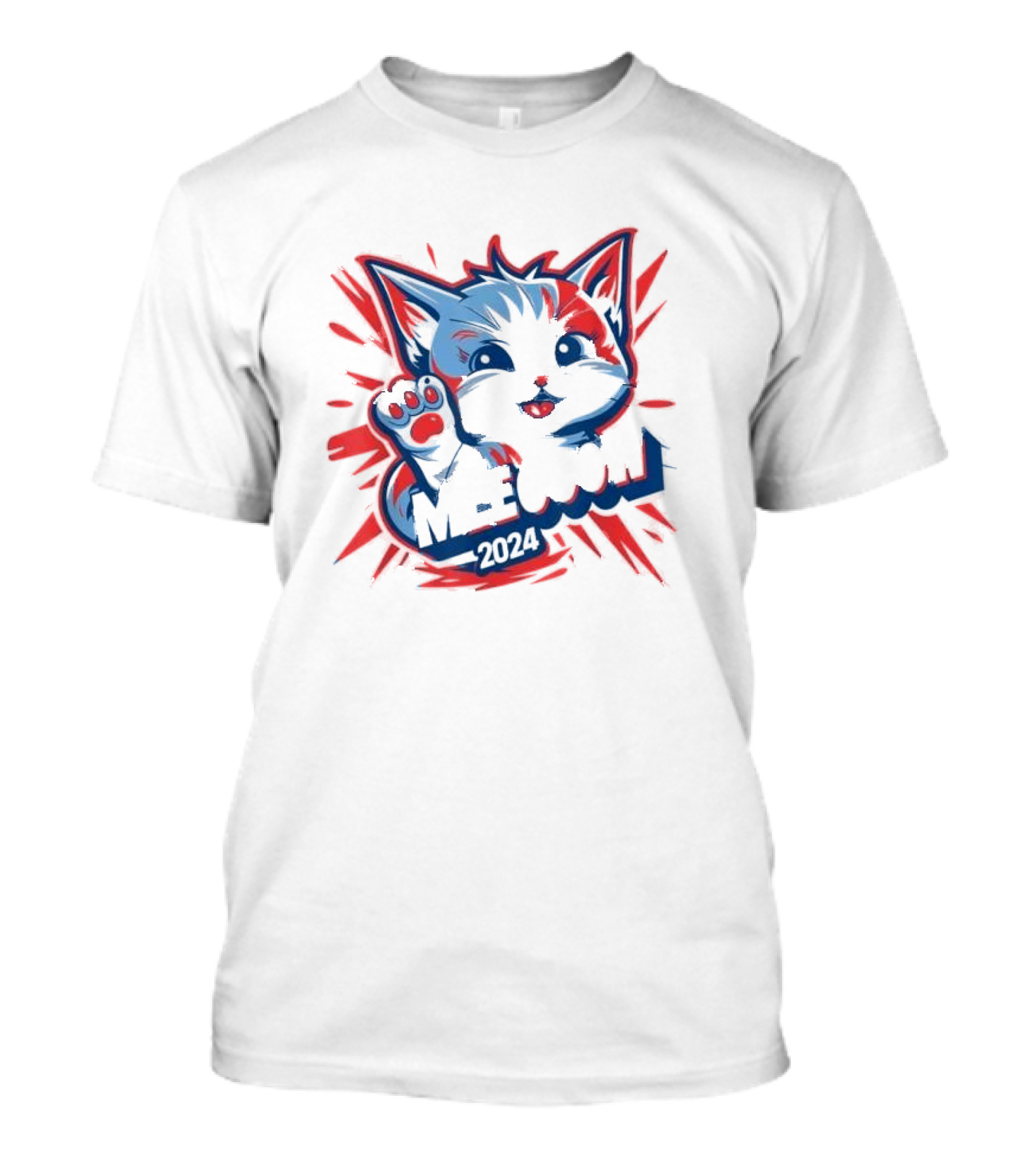 Meow 2024 Kamala Harris Election Cat Lady Crazy Kitty T-Shirt