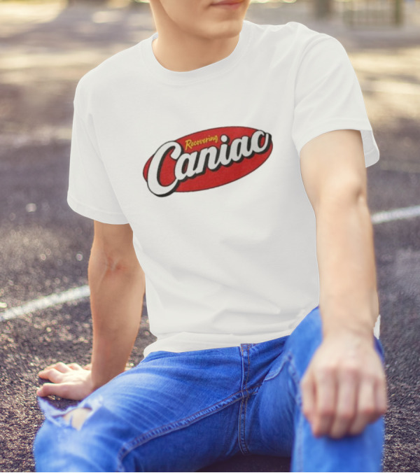 Middle Class Fancy Recovering Caniac Retro Style Bold Red Oval T-Shirt