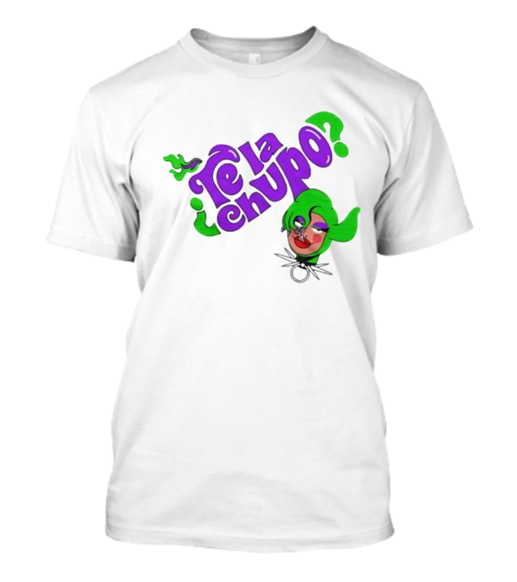 Te La Chupo Question Mark With Green Hair Character T-Shirt