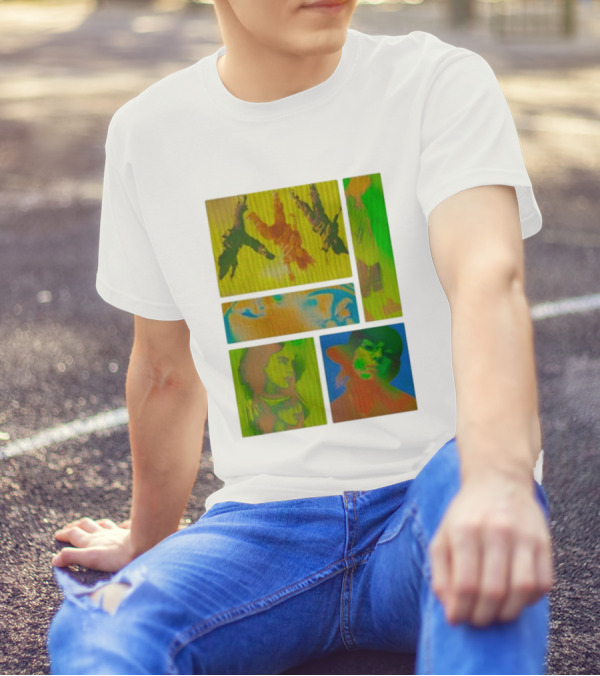 Billie Eilish Birds Of A Feather Collage Thermal Five-Panel Abstract Portraits Multicolor T-Shirt