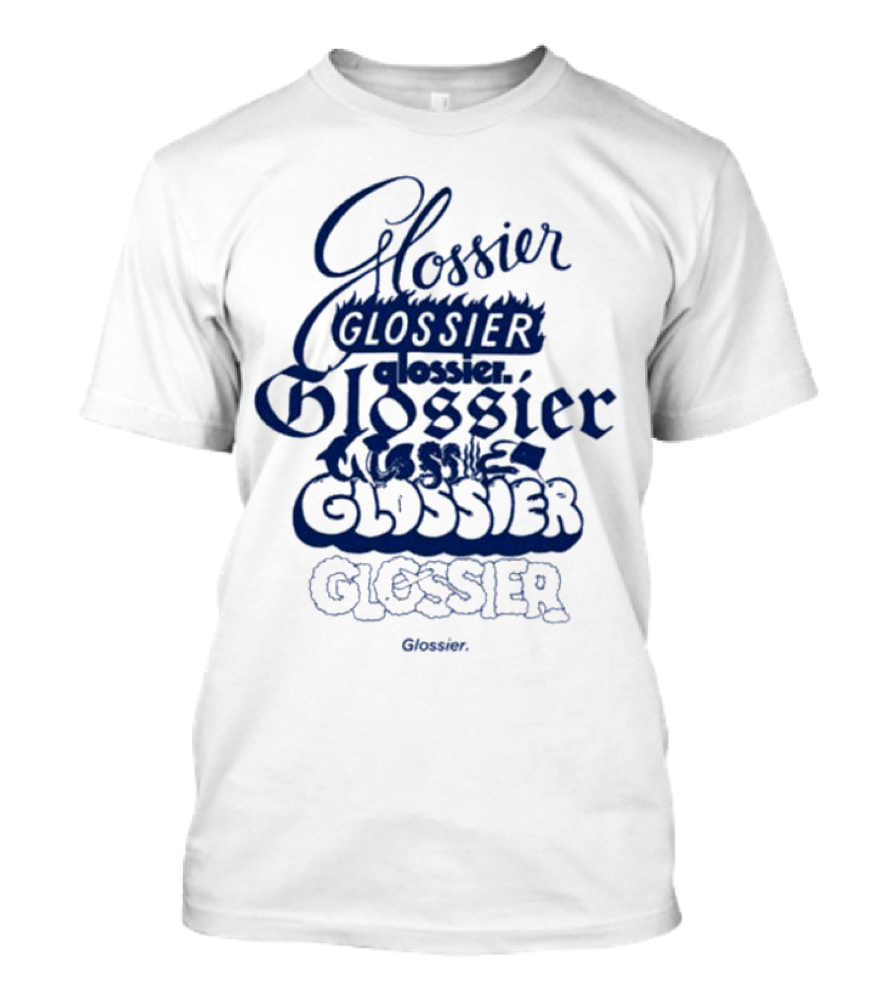 Glossier Multistyle Text Design With Repeated Glossier Branding T-Shirt