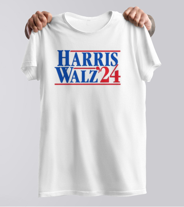 Harris Walz 2024 Election Campaign Red Blue Typography T-Shirt