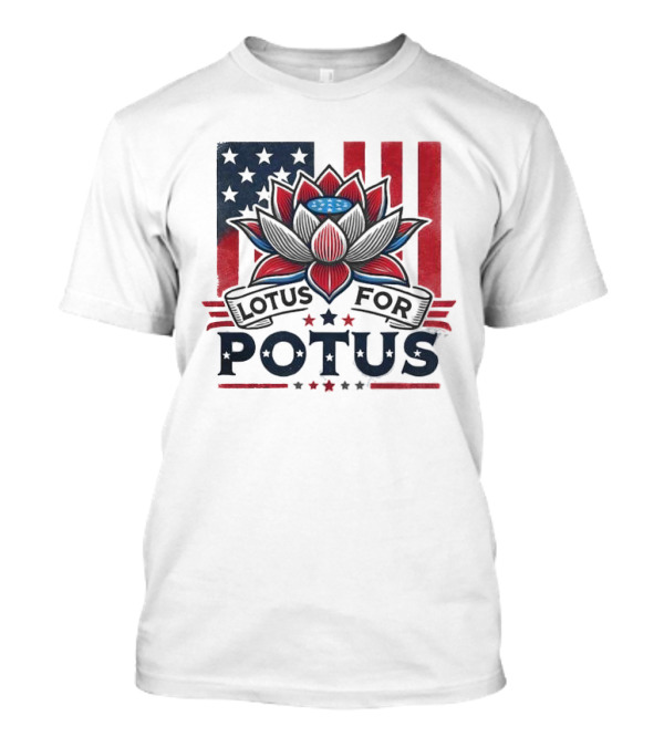 Kamala Harris Namaste Lotus For POTUS Madame President American Flag T-Shirt