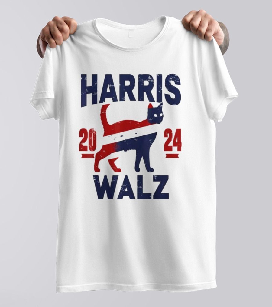 Harris Walz 2024 Election Cat Theme Vote For Kamala Harris Tim Walz T-Shirt