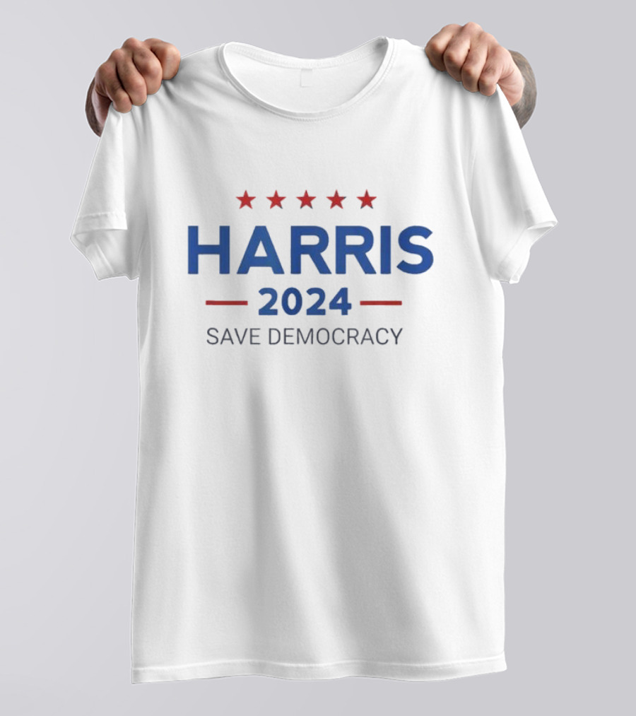Harris 2024 Save Democracy Five Stars T-Shirt