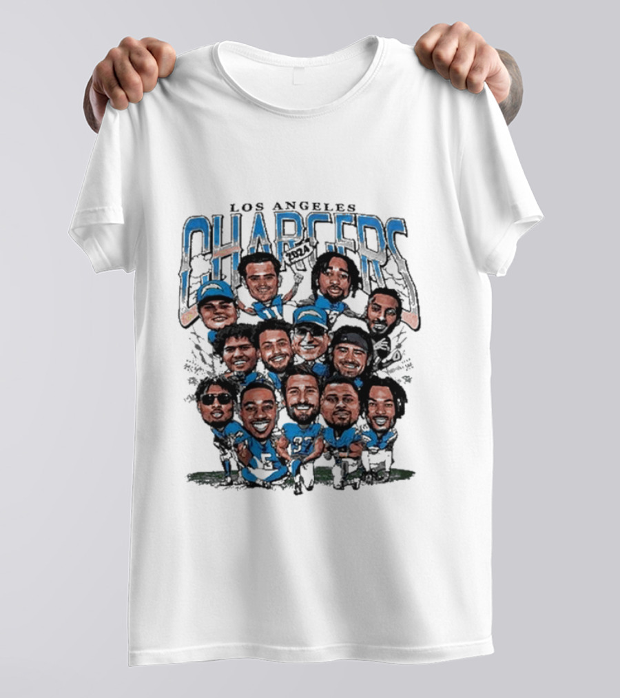 Los Angeles Chargers 2024 Football Team Caricature Players T-Shirt