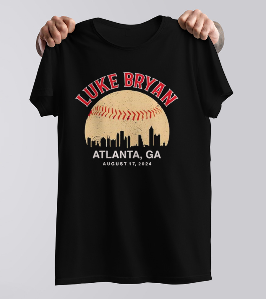 Luke Bryan Atlanta GA August 17 2024 Baseball Skyline T-Shirt