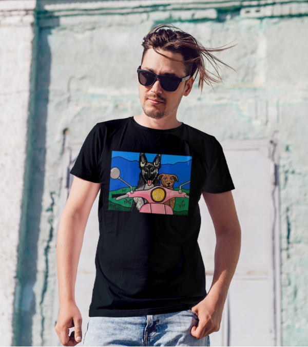 Pinkscooter Vespa Dogs Adventure T-Shirt