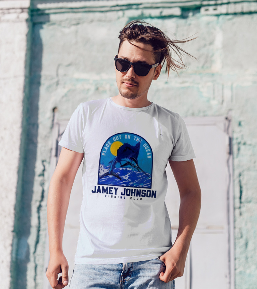 Place Out On The Ocean Jamey Johnson Fishing Club Marlin Jumping T-Shirt
