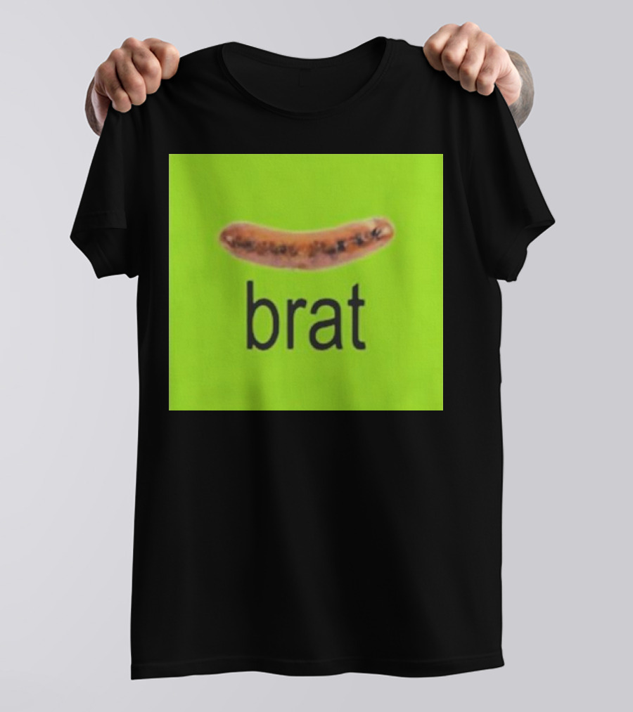 Snazzyseagull Brat Sausage On Bright Green Background T-Shirt