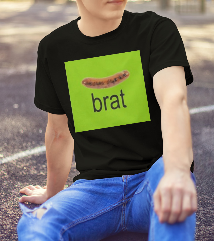 Snazzyseagull Brat Sausage On Bright Green Background T-Shirt