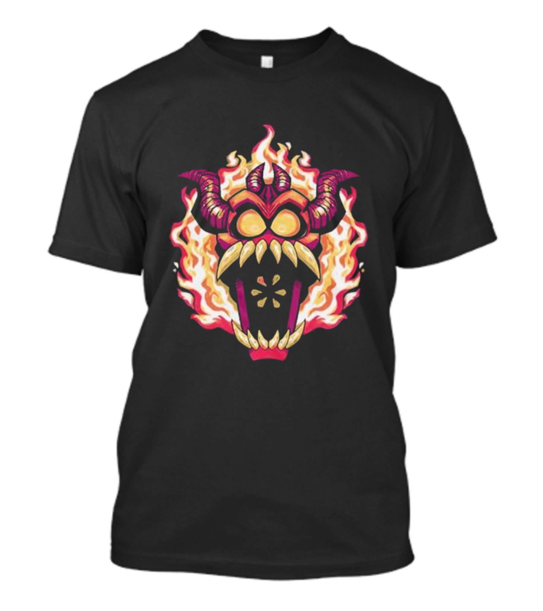 Spooky Month Bronze Fiery Deity 2024 Flame Demon Horns T-Shirt