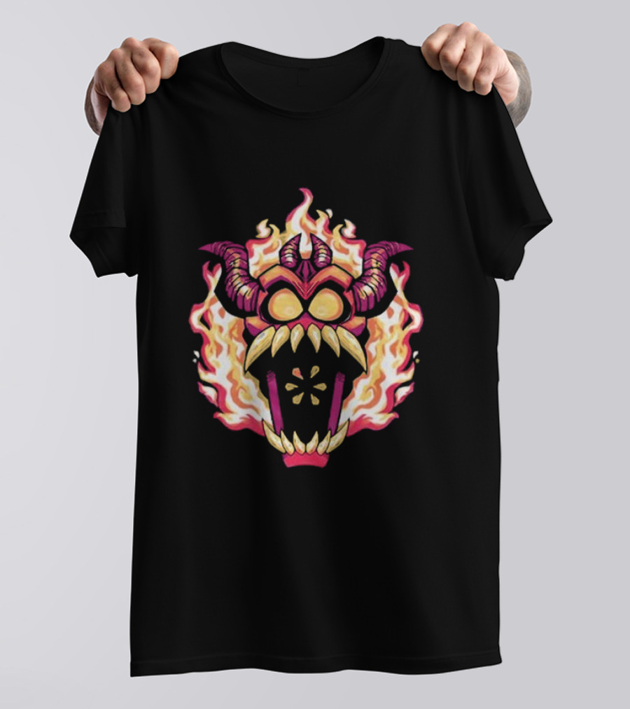 Spooky Month Bronze Fiery Deity 2024 Flame Demon Horns T-Shirt