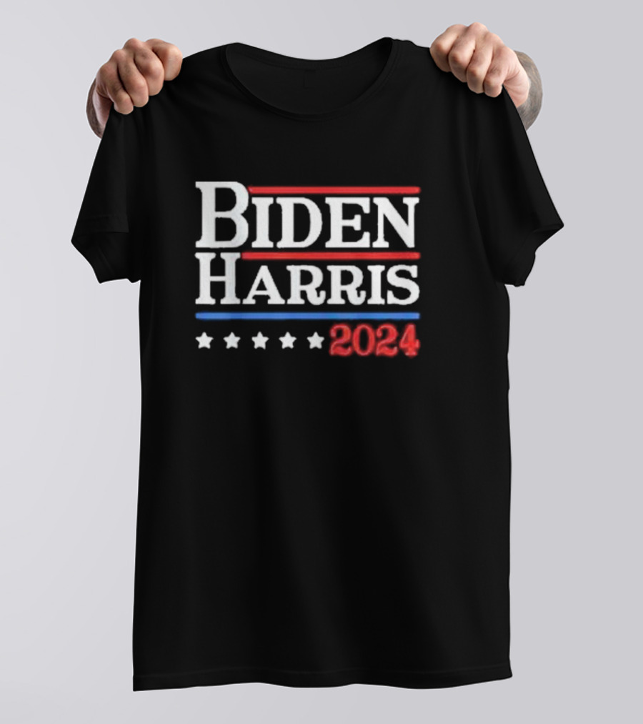Biden Harris 2024 Stars Red Blue Stripes T-Shirt