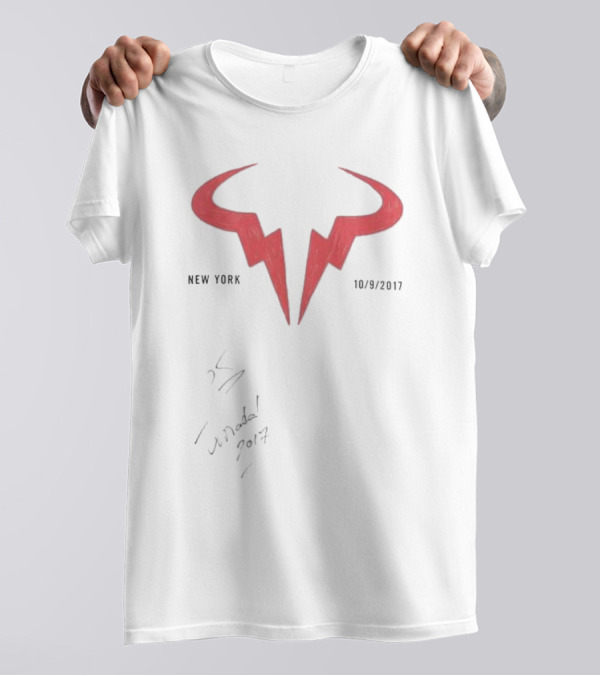 Rafael Nadal Autograph New York 10/9/2017 US Open T-Shirt