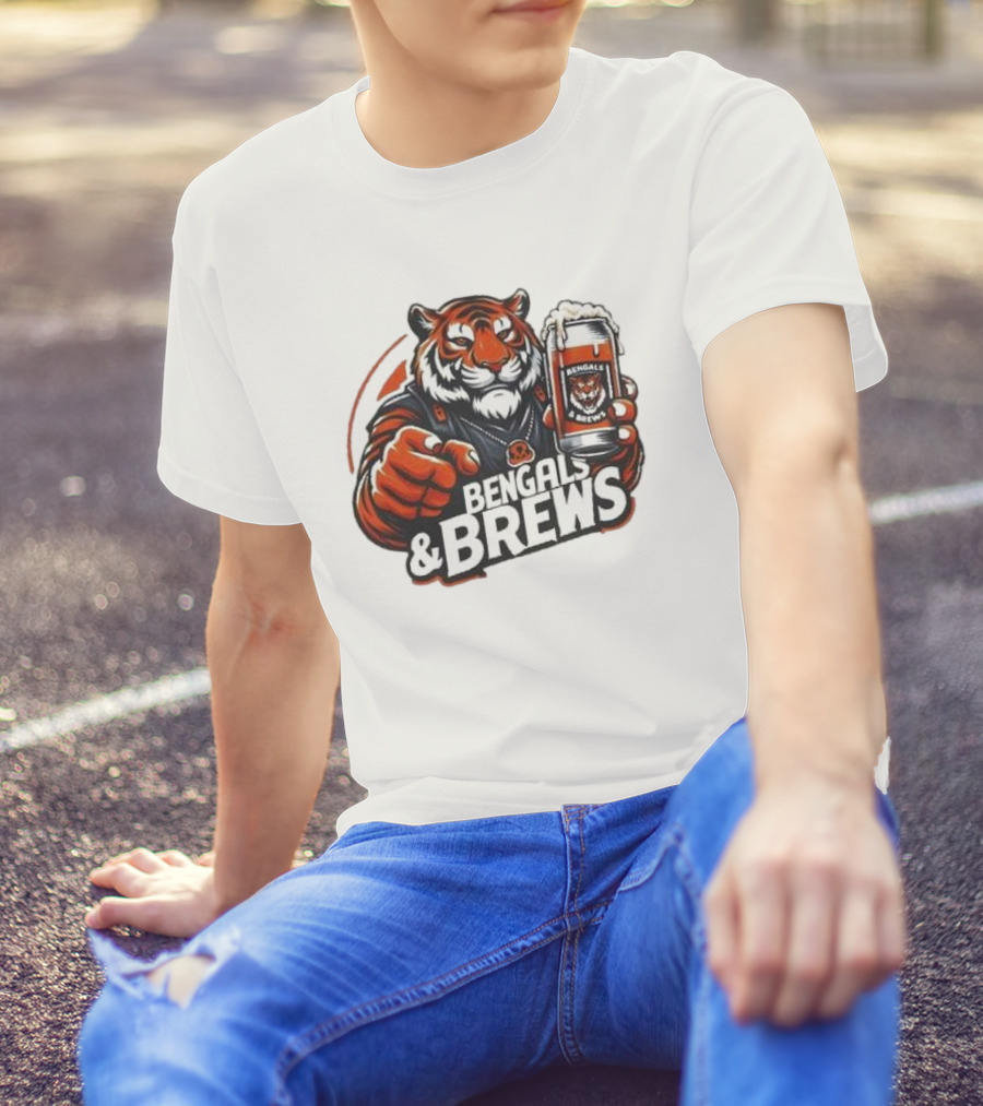 Bengals And Brews Tiger Beer Mug Football Fan T-Shirt