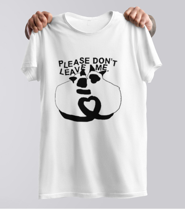 Please Don’t Leave Me Sad Cartoon Cat With Heart Shape T-Shirt