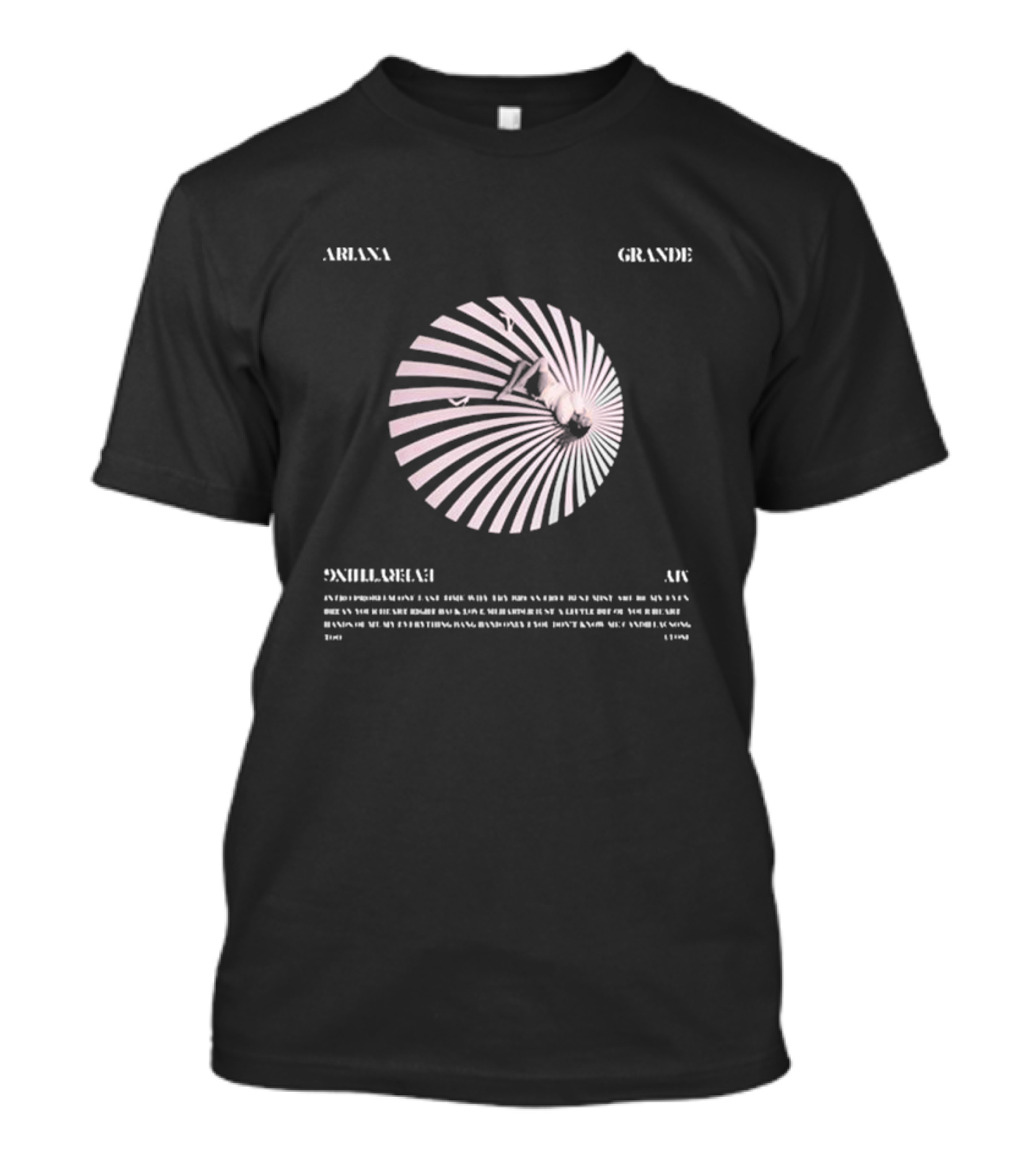 Ariana Grande My Everything Tenth Anniversary Swirl Black And White Optical Illusion T-Shirt