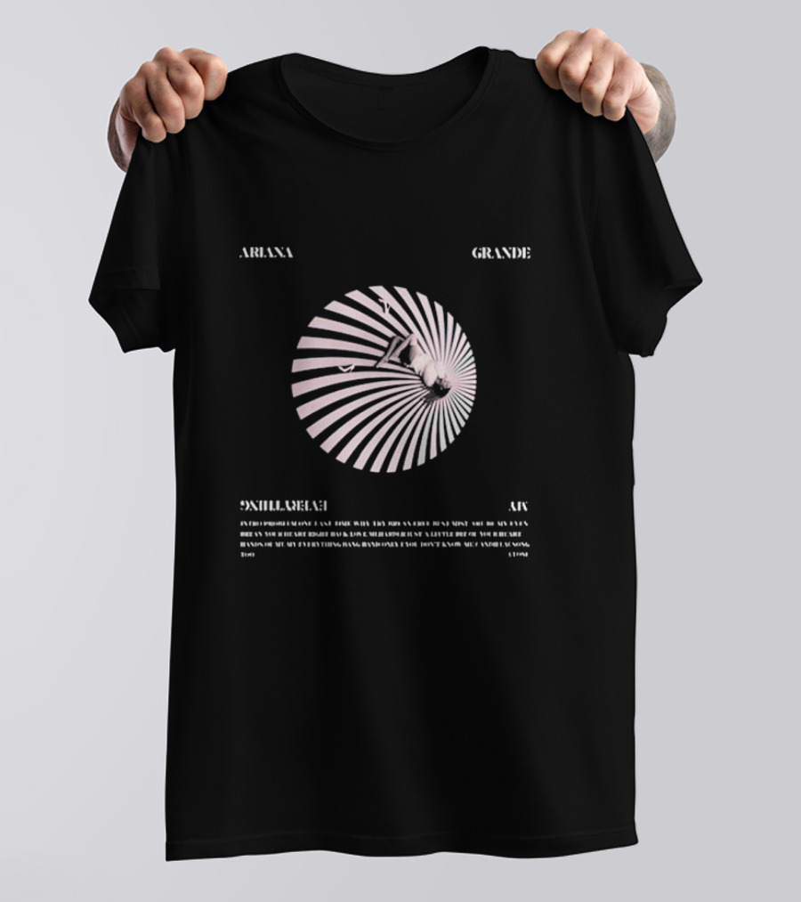Ariana Grande My Everything Tenth Anniversary Swirl Black And White Optical Illusion T-Shirt